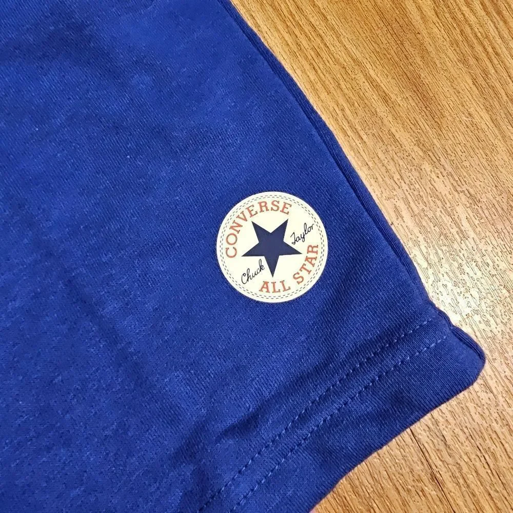 Converse All Star Chuck Taylor Logo Shorts Kids Size 7 Blue White French Terry